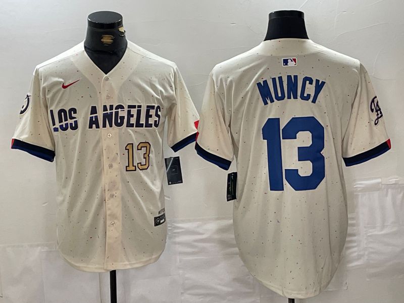 Men Los Angeles Dodgers #13 Muncy Cream Fashion Nike Game MLB Jersey style 2->los angeles dodgers->MLB Jersey